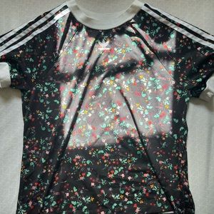 Adidas Flower Print Black Athletic Shirt